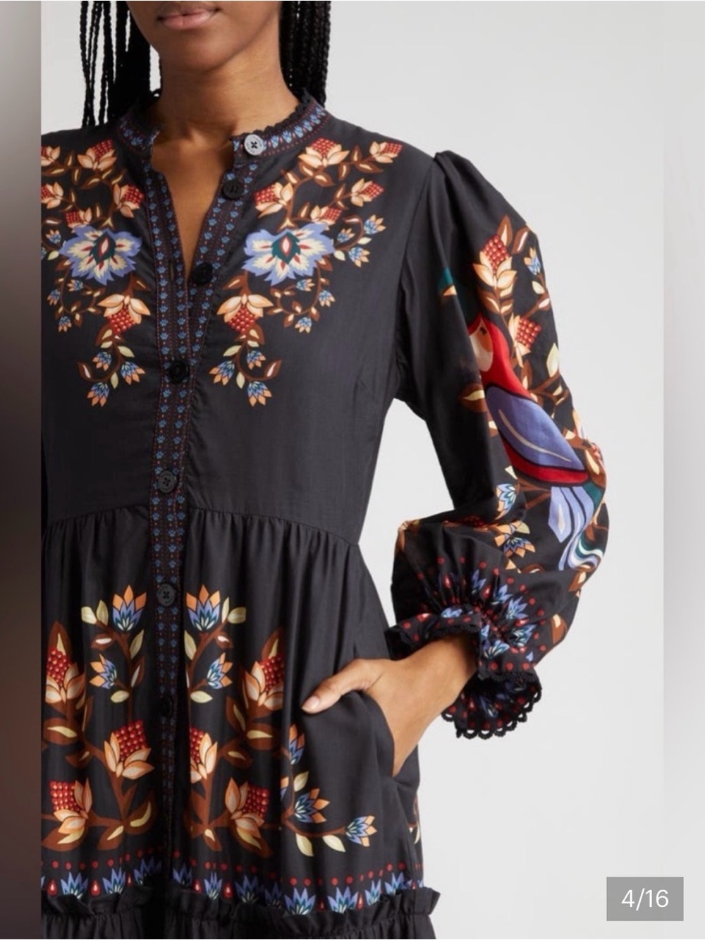 FARM RIO Black Floral Tiered Maxi Dress - Black - Picture 5 of 13